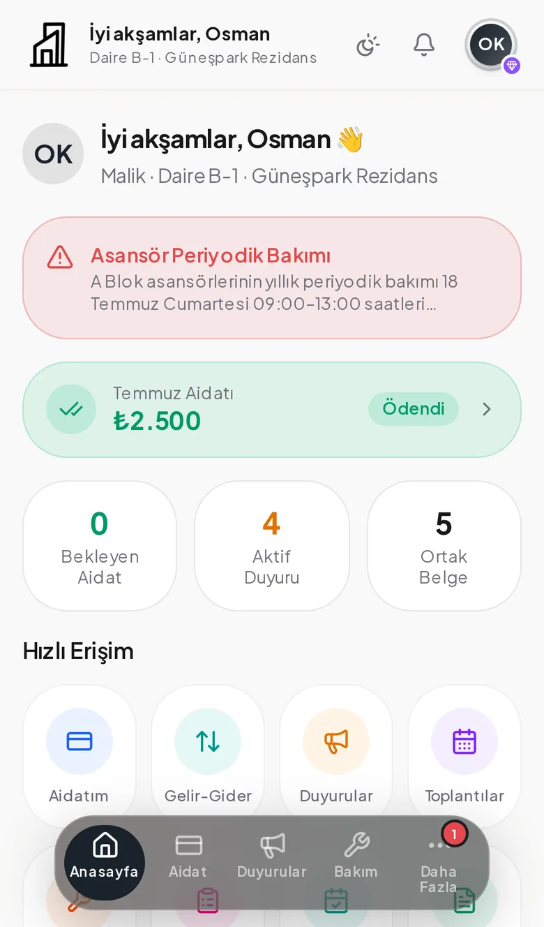 Aysis.app sakin ana ekranı
