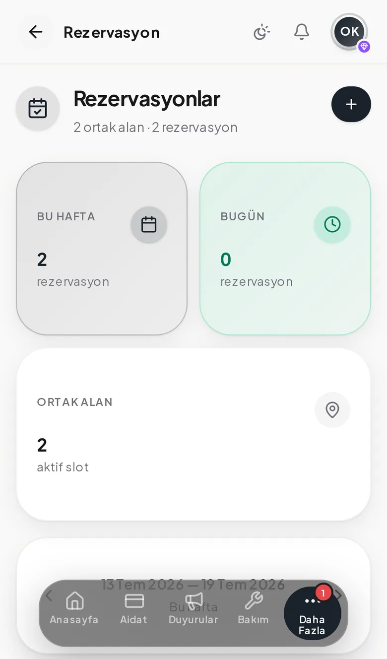 Rezervasyon ekranı