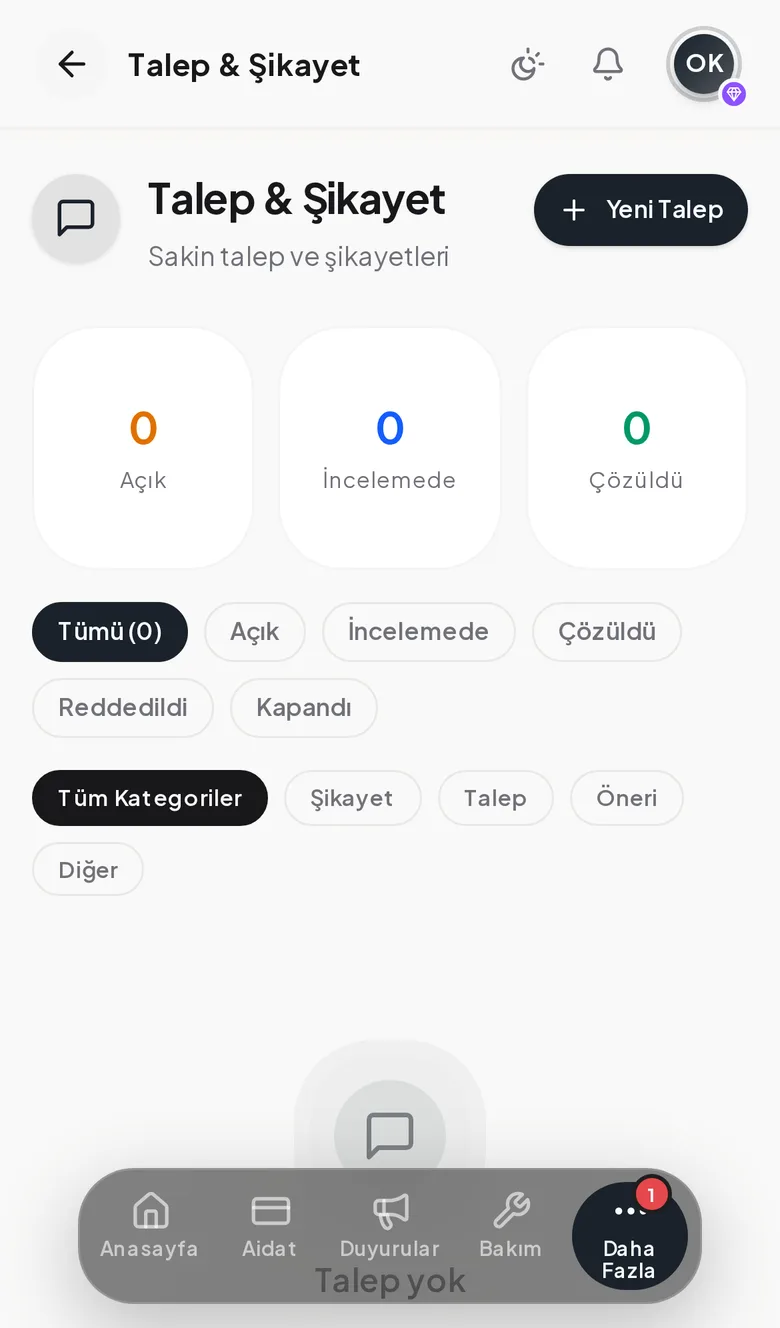 Talep & şikayet — talepler kaybolmaz